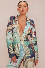 Ancient Art Blazer Suit Set - Multi Color