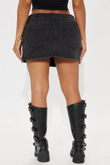 We Go Together Studded Denim Mini Skirt - Black Wash