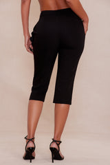 Elise Floral Applique Capri Pant - Black