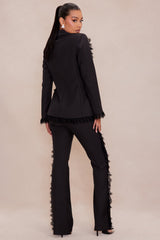 Natalie Lace Trim Blazer Suit Set - Black