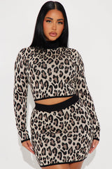 Yara Animal Sweater Skirt Set - Leopard