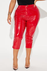 Late Night Texts Vinyl Capri Pant - Red