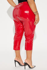 Late Night Texts Vinyl Capri Pant - Red