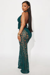Envy Me Halter Lace Pant Set - Hunter