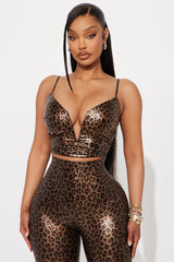 In Your Territory Leopard Pant Set - Brown/combo