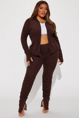 Weekend Chill Terry Cloth Pant Set - Chocolate