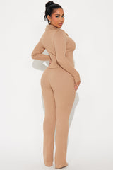 Cozy Up Ribbed Sweater Pant Set - Mocha