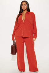 Caroline Cargo Long Sleeve Pant Set - Rust
