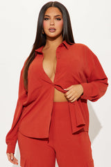 Caroline Cargo Long Sleeve Pant Set - Rust