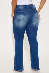 Getting It Right Stretch Ripped Bootcut Jeans - Dark Wash