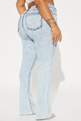 Best Stretch Ripped High Rise Bootcut Jeans - Acid Wash Denim