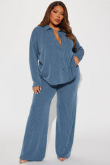 Leanne Ribbed Pant Set - Dark Denim