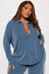 Leanne Ribbed Pant Set - Dark Denim