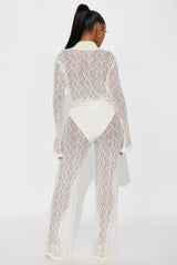 Hot Intentions Cowl Neck Lace Pant Set - Ivory