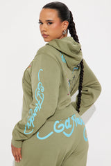 Ed Hardy Butterfly Zip Front Hoodie - Sage