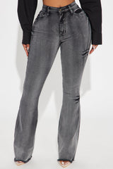 Highest Stakes Stretch Flare Jeans - Black Wash