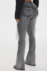 Highest Stakes Stretch Flare Jeans - Black Wash