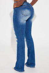 Getting It Right Stretch Ripped Bootcut Jeans - Dark Wash