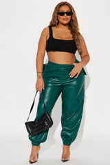 Valencia Faux Leather Cargo Jogger - Hunter