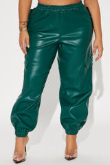 Valencia Faux Leather Cargo Jogger - Hunter