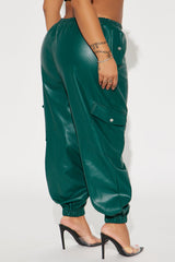 Valencia Faux Leather Cargo Jogger - Hunter