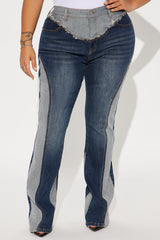 Polar Opposites Contrast Bootcut Jeans - Dark Wash