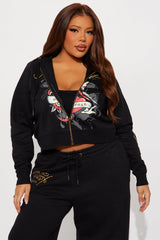 Ed Hardy Swallow Bird Zip Front Hoodie - Black