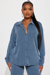 Leanne Ribbed Pant Set - Dark Denim