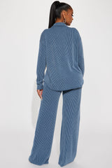 Leanne Ribbed Pant Set - Dark Denim