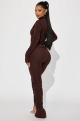 Weekend Chill Terry Cloth Pant Set - Chocolate