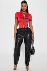Valencia Faux Leather Cargo Jogger - Black