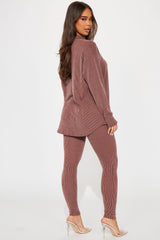 Maddie Ribbed Legging Set - Brick Red
