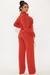 Caroline Cargo Long Sleeve Pant Set - Rust