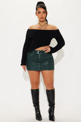Some Day Coated Denim Mini Skirt - Green