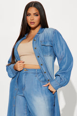 Urban Blues Washed Wide Leg Pant Set - Medium Wash
