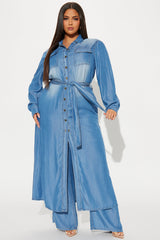 Urban Blues Washed Wide Leg Pant Set - Medium Wash