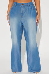 Urban Blues Washed Wide Leg Pant Set - Medium Wash