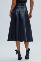 Don't Forget Faux Leather Midi Skirt - Black