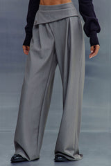 Take Notes Foldover Waistband Trouser - Grey