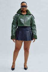 Hey There Pleated Faux Leather Mini Skirt - Black