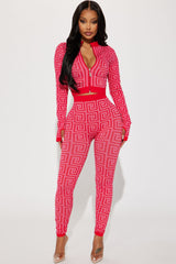 Late Morning Seamless Legging Set - Red/combo