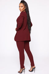 Payin' It Forward Blazer Set - Burgundy