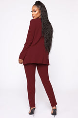 Payin' It Forward Blazer Set - Burgundy