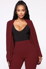 Payin' It Forward Blazer Set - Burgundy