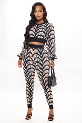 Don't Try So Sweater Pant Set - Black/combo