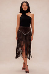 Suede Nashville Mini Skirt - Brown