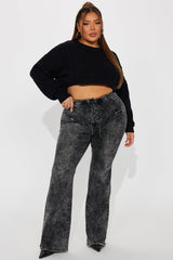 Know You Well Acid Wash Flare Jean - Black Wash