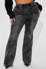 Know You Well Acid Wash Flare Jean - Black Wash