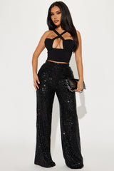 After Glow Sequin Flare Pant - Black