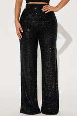After Glow Sequin Flare Pant - Black